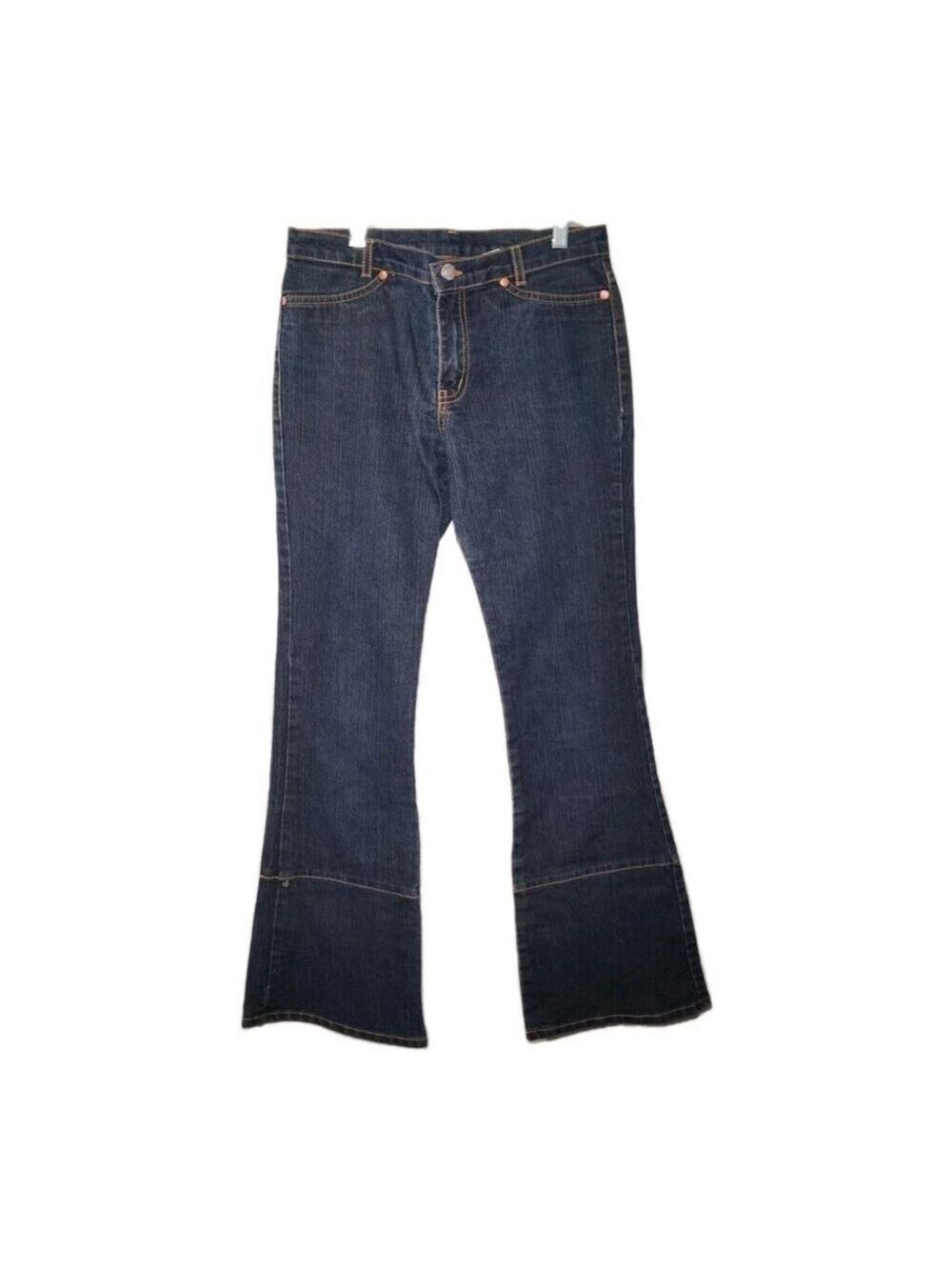 Vtg Y2K Retro 2000 Just Usa Flare Jeans Juniors Size 3/28 Dark Wash Panel Detail